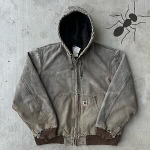 Vintage Y2K Carhartt J130 CHT brown hooded work wear jacket